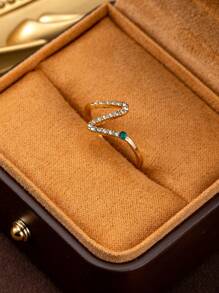 1pc Fashionable Minimalist Snake Shaped Rhinestone Embellished Elegant Ring