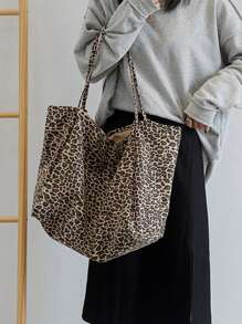 Big Stylish Leopard Print Tote Bag,Large Capacity Shoulder Bag,Perfect Underarm Bag For Commuting,School Bag,Large Capacity,Portable,For Teen Girls Women College Students,White-Collar Workers,Perfect For Work,Back To School,Middle School,High School,College,Vacation, New Arrival Tote Bags For Woman, New Fall Winter Tiger Print Bag For Women, New Fall Winter Cheetah Print Purse For Women