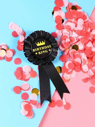 1/2 st metallnål för födelsedagskung, rosknut i svart guld, medaljnål för män med krona och födelsedagsfest, dekoration för födelsedagstema