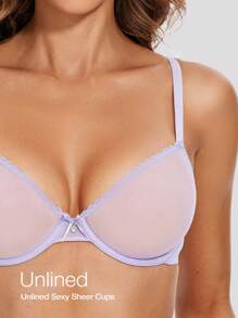 Wingslove See Through Unlined Sheer Transparent Mesh Breathable Lingerie Bra