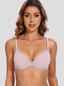 Wingslove See Through Unlined Sheer Transparent Mesh Breathable Lingerie Bra
