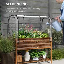 Outsunny Raised Garden Bed With Cover And Storage Shelf, Rectangular Metal Elevated Planter Box With Legs And Bed Liner - Dark Brown - View 7