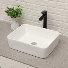 19"X15" Rectangle Vessel Bathroom Sink And Matte Black Single Lever Faucet Combo,Christmas,ModernMingle