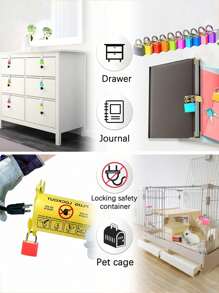 迷你彩色钥匙挂锁，适用于行李箱和旅行包，金属钥匙挂锁，适用于学校、健身房、教室、配对游戏、旅行背包等，多功能锁，锌合金材质，适用于学校、健身房储物柜、运动储物柜、围栏、工具箱、门、箱子、橱柜等，密码锁，TSA海关锁，行李锁，是旅行和商务出行的理想之选，安全保护您的物品，防盗且便携。