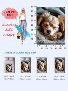 Customizable - Personalized Cat, Dog, Or Human Portrait Photo Custom Blanket, Machine Washable, Flannel Material, Suitable For Bedroom, Living Room Use As Throw Blanket, Loved By Fans And Pet Lovers, Room Decor, Fan Merchandise, Great Personalized Gift For Mother's Day, Birthday, Anniversary - White - View 3