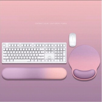 1 pièce/2 pièces Saison de la rentrée scolaire, repose-poignet dégradé de couleurs, antidérapant, minimaliste et tapis de souris en silicone de couleur unie pour le bureau