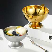 1pc 创意冰淇淋杯牛奶摇晃服务杯不锈钢食物碗冰淇淋服务杯冰淇淋甜品碗冰淇淋托甜点服务杯甜品杯 - 彩色 - 查看 5