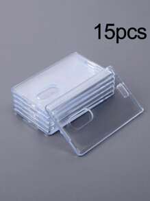 亚克力透明重型塑料卡片保护套透明徽章保护套立式办公用品学生餐交通（不含卡）卡夹钱包名片夹信用卡夹身份证夹女士女士男士卡片钱包 - 無色 - 查看 12