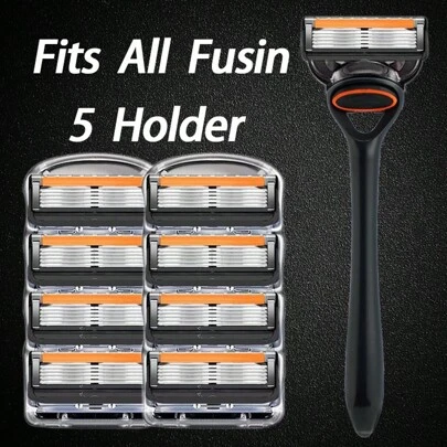 Classic Shaver, Manual Shaver With Five Layers Of Blades, Stainless Steel Scratch Resistant Universal Replacement Blade Head