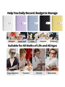 1 Set A6 PU Leather Loose Leaf Notebook, 6-Ring Budget Notebook, Fashion Design, Multifunctional Personal Planner, Cash Budget Folder, Complete Financial Planner, Expense Tracker, Savings And Budget - Multicolor - View 8