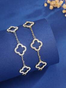 1 Pc 925 Sterling Silver Exquisite Elegant Four Leaf Clover Bracelet Bracelet For Women Fine Jewelry Party Gift Birthday Gift Daily Wear