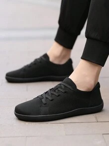 1 Pair Knit Upper Unisex Wide Toe Athletic Shoes, Road Running Shoes, Walking Shoes, Camping Shoes, Breathable Knit Fabric, Wide Toe Trail Running Shoes, Comfortable Lightweight Gym Non-Slip Low-Top Lace-Up Minimalist Barefoot Trainers