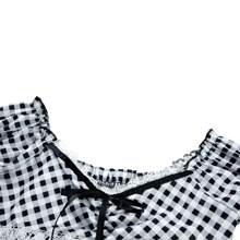Women Y2K Fairy Grunge Shirt Short Sleeve Lace Trim Plaid Crop Top 90S Vintage Aesthetic Slim Fit T-Shirts E-Girls Crop Tops Blouse Shirts Coquette Going Out Tops - Đen và trắng - Xem 6