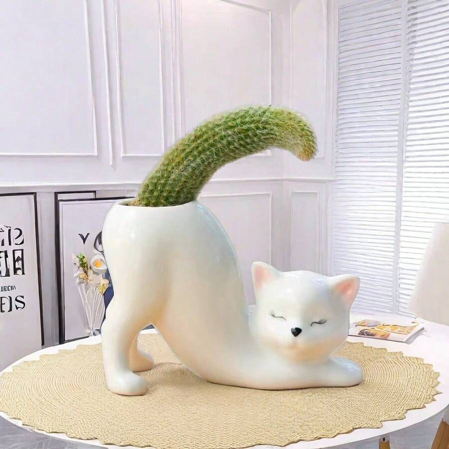 1 创意猫花瓶 办公室装饰摆件 少女心桌面收纳花瓶 女生教师节礼物 房间装饰 家居装饰 厨房装饰 婚礼装饰 餐桌装饰 中心装饰 办公室装饰 花园装饰 户外装饰礼物 生日毕业