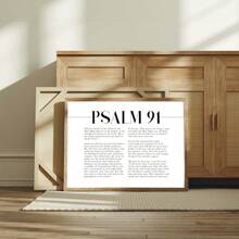1 pieza Salmo 91 Versículo Bíblico Arte de Pared, "El que habita al abrigo del Altísimo" Pintura en Lienzo, Póster de Escritura Cristiana, Decoración de Bandera, Adecuado para Dormitorio, Sala de Estar u Oficina, Decoración de Habitación con Tema Cristiano, Disponible con o sin Marco. - Multicolor - Ver 3