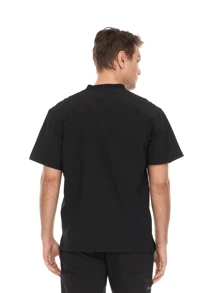 Men's V-Neck Multi-Pocket Scrub Top With Sleeve Zipper – Professional Clinical Uniform