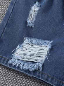 2 件装幼儿男童休闲游戏图案 T 恤和破洞牛仔短裤套装 - 彩色 - 查看 8