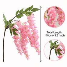 2 件，人造紫藤挂饰，假花花环花藤适用于婚礼派对家居装饰（深粉色） - 粉色 - 查看 2