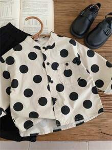 幼儿男孩/女孩圆点长袖衬衫、时尚上衣、春/秋