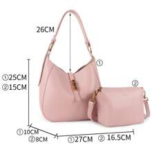 MOLICE Kit 2 Bolsas Feminina Square Transversal De Ombro SJ-1138 - Bege - Visão 2