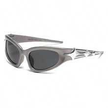 shirui 男女通用赛博朋克未来派时尚骑行眼镜，PC 镜框抗变形，镜片保护眼睛，嘻哈时尚街头风格时尚配饰眼镜，适合夏季海滩度假、户外、旅行 - A - 查看 6