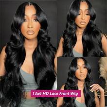 200% 8-40 Inch 13x6 Lace Frontal Wigs Body Wave Human Hair 200% Density Lace Front Wigs Human Hair HD Transparent Lace Frontal Wig Pre Plucked With Baby Hair For Women Human Hair Wigs Natural Color - Natural Black - 查看 3