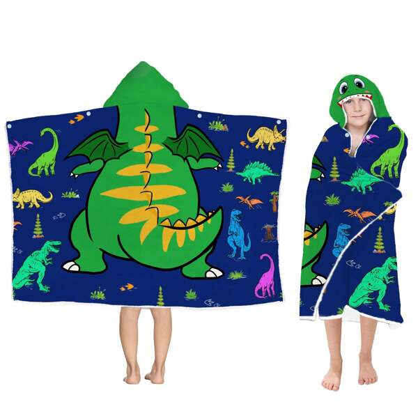 Spaceman Hooded Beach Towel For Boys, Soft & Absorbent Universe Spaceman Poncho Towel, 30"X50" Cool Cartoon Spaceman Bathrobe For Kids, Quick Dry Swim, Pool, And Bath Time