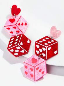 1 Cặp Hoa tai hình xúc xắc hình học 3D Acrylic thời trang, Thiết kế ba chiều nhiều màu sắc, Thích hợp cho phụ nữ đeo trong lễ hội - xúc xắc - Xem 2