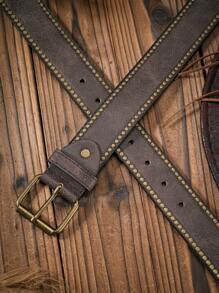 1pc Retro Men's PU Leather Belt, Suitable For Casual Daily Wear (Comes With Holes Puncher) Summer, School Casual, Business, Boyfriend Husband Father Dad Men Gift, Daily Wear, Fashion, Teen, Outdoor, Vacation, Athletic, Travel, Street, Boho, Vintage Fall, Autumn, Halloween Autumn-Winter Accessories,Suitable For Teens, Youth,Men,Casual, Outdoor, Athletic, Vacation, Graduation Gifts, Birthday, Daily Wear - As Shown - View 10