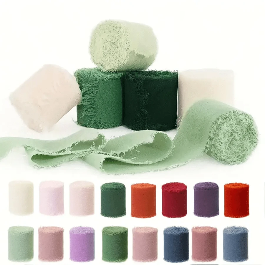 3pcs Chiffon Ribbon Set, For Party Invitation, Polyester Fabric Strips (No Feathers) - Gift Wrapping And Craft Decorative Bows - Multicolor - View 1