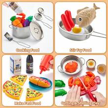 52PCS Kids Kitchen Cutting Play Set 18M+ Toddler Pretend Play Toys With Food Fruits Vegetables Educational Birthday Gift - Multicolor - View 6