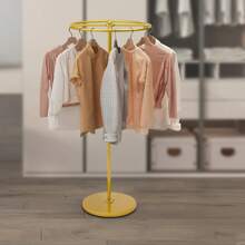 TFCFL Round Garment Rack, Floor Standing Rotatable Clothing Rack, Portable Retail Display Stand - Gold - View 4
