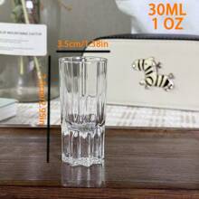 2/6pcs 1oz/30ml Heavy Bottom Straight Lined White Wine Shot Glasses, Tequila Vodka Shot Glasses, Round Crystal Clear Glass For Ocean, Dessert, Beverage Drink, Liquor - Transparent - View 6