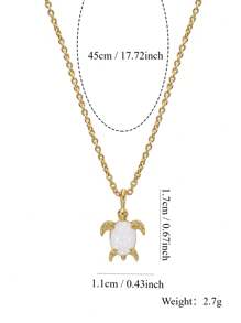 Charm-In 18K 镀金海龟项链 蛋白石项链，海滩珠宝礼物，送给女朋友、妻子、母亲 - 防过敏防褪色女士项链 - 金色/白石 - 查看 4