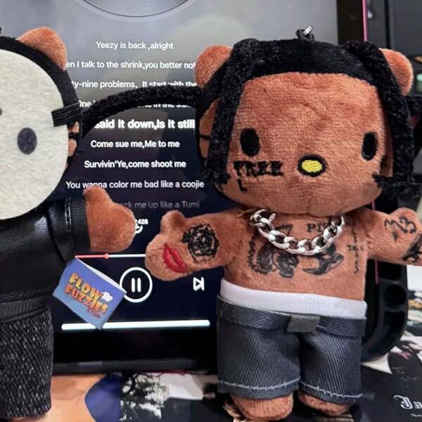 Sanrio Colgante de peluche de Hello Kitty, estilo Hip Hop, decoración colgante para mochila, regalo de cumpleaños