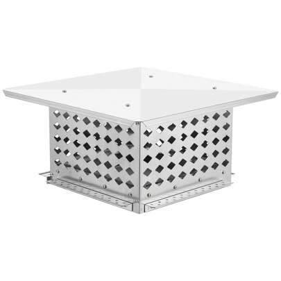 NANSTATA 13" X 13"  Chimney Cap, 304 Stainless Steel Fireplace Chimney Cover Flue Caps, With Adjustable Metal Strips, Screws & Gloves