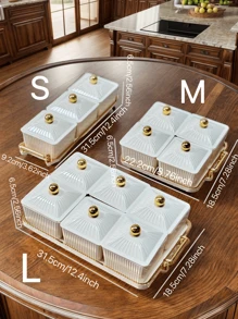 1 Set New Fashion Design Sealed Lid Candy Box, Home Storage Container For Candies, Nuts, Snacks, Cookies - White - View 3