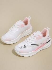 Sneakers Women's Shoes Sports Outdoor Casual Fashion Comfortable Soft Sole Breathable Cool Front Lace-Up Gradient Color Design - Pink - View 3