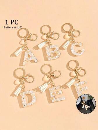 1 件字母首字母钥匙扣可爱心形树脂钥匙链环包背包吊饰汽车挂件女士女孩礼物