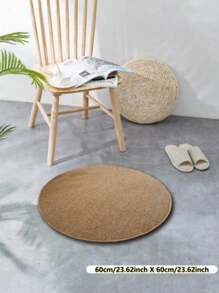 1 Stück japanischer minimalistischer brauner runder Ananas-förmiger Jute- & Leinen-Teppich mit rutschfester Unterseite, geeignet für Wohnzimmer, Schlafzimmer - Eigenschaften: Tierfreundlich, Geräuschdämmung, rutschfest, leicht zu reinigen, maschinenwaschbar