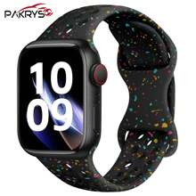 PAKRYS 闪亮花朵图案运动表带兼容 38 毫米 40 毫米 41 毫米 42 毫米 44 毫米 45 毫米 49 毫米，柔软硅胶防水表带兼容 Apple Watch Series Ultra 9 8 7 6 5 4 3 2 1 SE