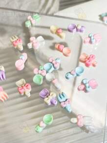 50Pcs Super Cute Love Spoon Fork Trowel Jewelry Accessories Diy Nail Art Resin Craft Butterfly Decoration Nail Supplies Nails Nail Charms Nail Gems - Multicolor - View 4