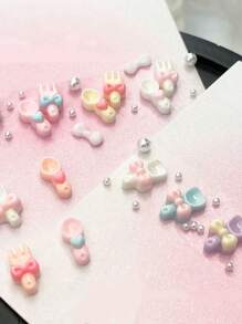 50Pcs Super Cute Love Spoon Fork Trowel Jewelry Accessories Diy Nail Art Resin Craft Butterfly Decoration Nail Supplies Nails Nail Charms Nail Gems - Multicolor - View 9