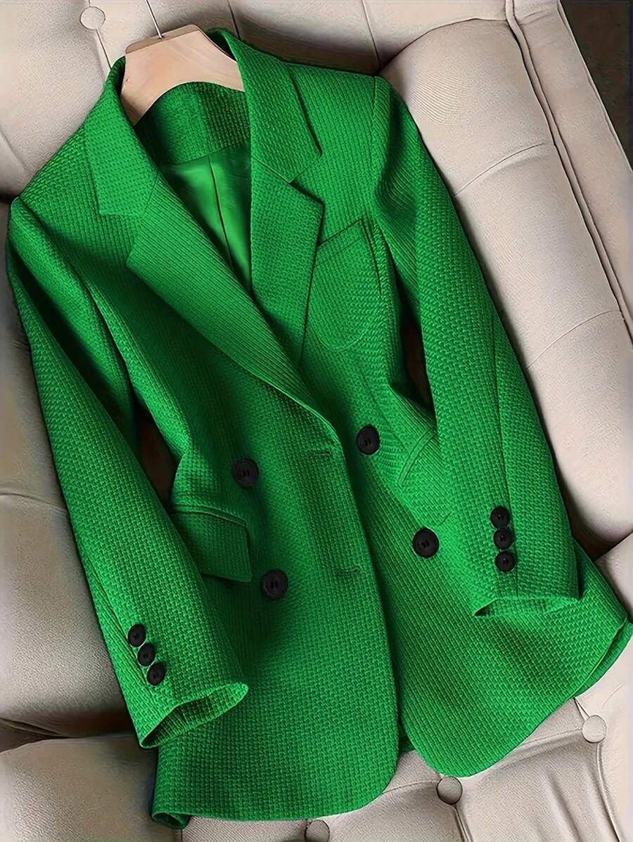 HOMEYEE Women's Retro Elegant Long Sleeve Blazer, Casual Business Professional OL Top, Autumn/Winter - 綠色 - 查看 1