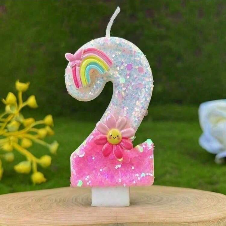 1 件独角兽主题生日装饰，优雅的微笑向日葵设计，适合女孩 - 彩色 - 查看 4