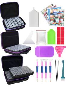 1 CONJUNTO Premium Diamond Painting Tool Container de armazenamento - Ferramentas e acessórios para joias, contas, anéis, pingentes, strass brilhantes, à prova de choque, slots 30/60/120, jarra protetora para organizar e armazenar pequenos acessórios