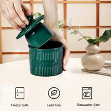 1 件法式黄油罐带盖，可作为餐桌中心装饰，黄油罐带凹槽设计，可放在带水线的柜台上，母亲节 - 查看 5