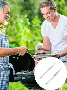 1pc/2pcs/4pcs Stainless Steel Long Tweezers, Long Barbecue Tweezers,Food Clip, Stainless Steel Tweezers Elbow, Dressing Tweezers, Fish Tank Water Grass Beetle, Tool Repair Clip, Tweezers, Kitchen Tweezers, Extra Long Stainless Steel Tweezers - Silver - View 9