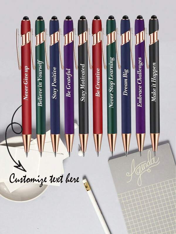 10/20/50 Stücke personalisierter Kugelschreiber, Soft Touch Eingabestift, inspirierende Zitate, individuell eingraviert, Mehrfarbig, personalisiertes Geschenk für Lehrer, Kollegen, Freiwillige, Valentinstag - Schwarze Tinte, Multifunktional, Wasserfest, Dekorativ, Wiederverwendbar, bunt, Vintage, Niedlich, Modern, Maßgefertigt, Personalisiert, Einzigartig, Angepasst, ideale Geschenke für ihn, ideale Geschenke für sie, Familie, Freunde, Kinder, Studenten, Mitarbeiter, Kunden, für /Arbeit/Büro, für Schule, Schulanfang