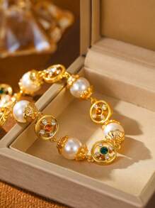 1 件复古高档串珠项链，镀金金属 18K 金，奢华典雅，适合作为节日、生日、情人节礼物、妈妈、母亲、母亲节、礼物 - 彩色 - 查看 9